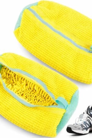Bolsa para Lavar Tênis Sapatos Premium Máquina Malha Chenille Protetora Reutilizável com Zíper